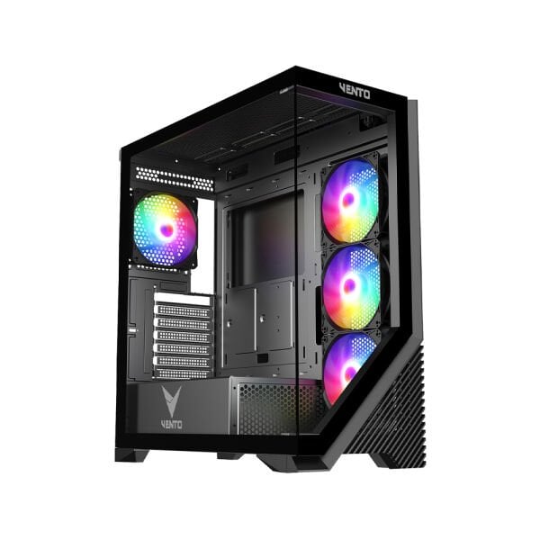 VENTO VG4202FL 850W 80+ BR GEN5 4x12CM RGB FAN E-ATX TEMPERLİ CAM 2xUSB2.0/1xUSB3.0 SİYAH GAMING KASA
