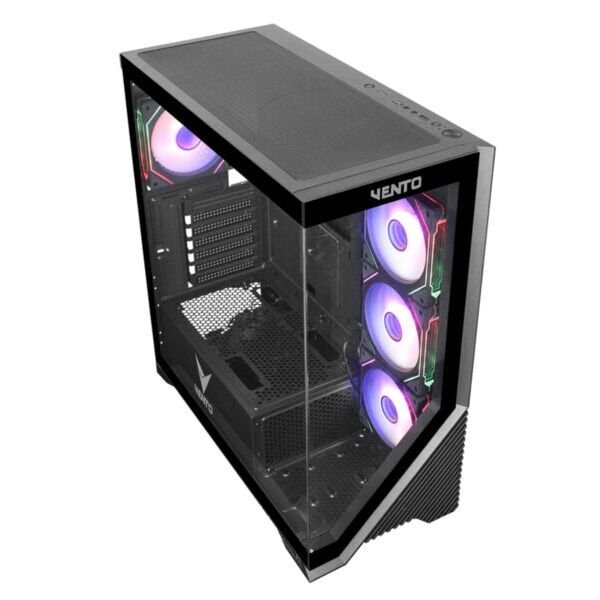 VENTO VG4202FLA 850W 80+ BR GEN5 4x12CM ARGB FAN E-ATX TEMPERLİ CAM 2xUSB2.0/1xUSB3.0 SİYAH GAMING KASA