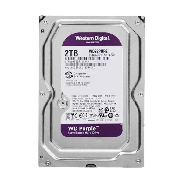WD PURPLE 2TB 5400RPM 256MB SATA3 WD23PURZ 7/24 HDD RESMİ DİSTİ GARANTİLİ