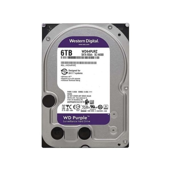 WD PURPLE 6TB 5700RPM 256MB SATA3 WD64PURZ 7/24 HDD RESMİ DİSTİ GARANTİLİ