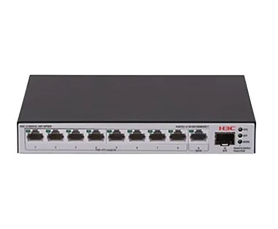 H3C Aolynk S1600V2-10P-HPWR L2 Ethernet Switch with 9*10/100/1000BASE-T Ports (8 PoE+ Ports Included) and 1*100M/1G SFP Port, (AC)