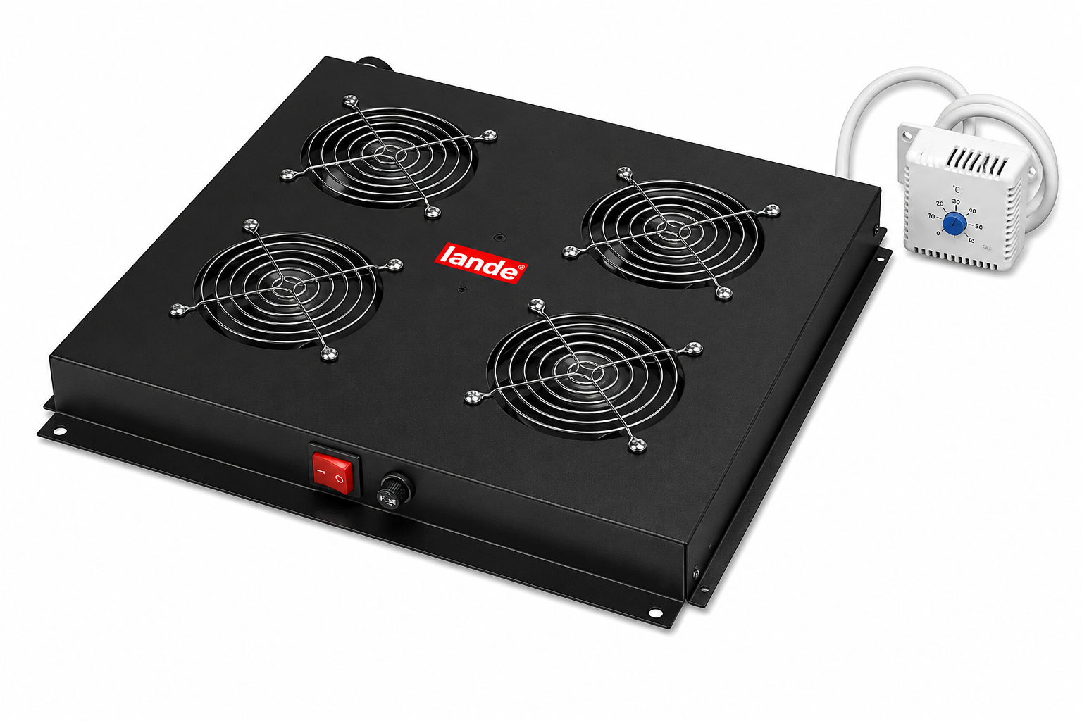 Lande 4'Lü Fan Modülü Termostat Switchli Dikili Tip İçin LN-FAN-THM-4FFS-BL