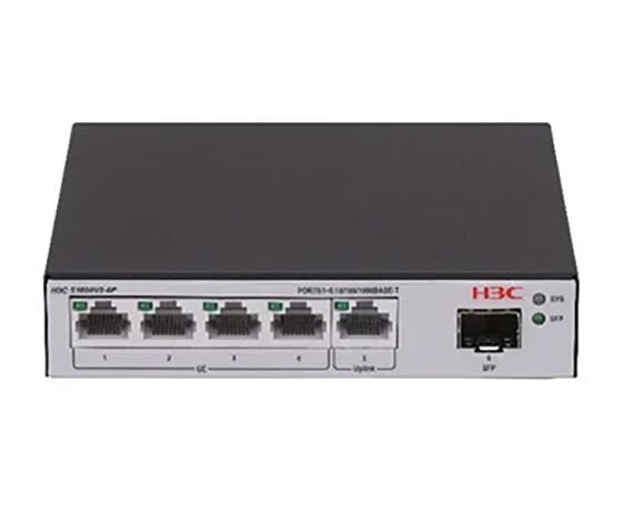 H3C Aolynk S1600V2-6P L2 Ethernet Switch with 5*10/100/1000BASE-T Ports and 1*100M/1G SFP Port, (AC)