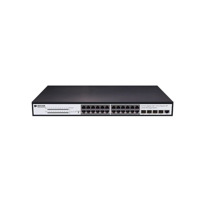 BDCOM S2500-24P4S 24 PORT 10/100/1000 24 PORT POE 4 X SFP 370W LAYER 3 YÖNETİLEBİLİR RACK MOUNT SWITCH