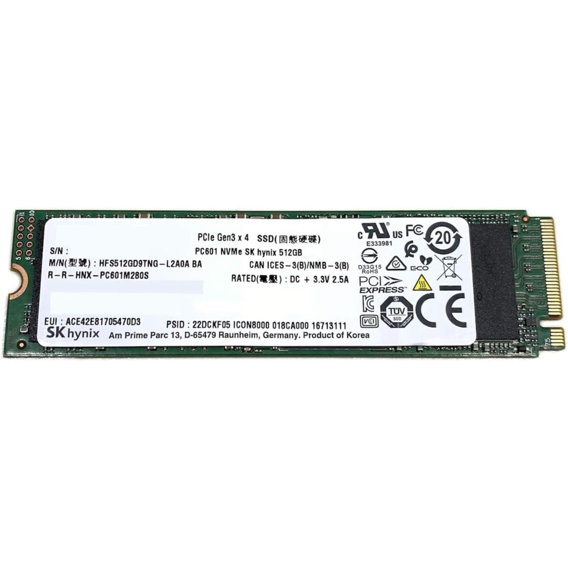 HYNIX BC901 512GB 3400-2500MB/s 2280 PCIe 4.0 NVME SSD BULK