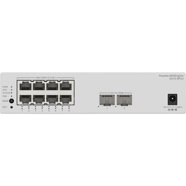 HUAWEI eKIT S210-8P2J 8 PORT 10/100/1000 8 PORT POE 2 X 2.5GE SFP 128W L2 CLOUDE YÖNETİLEBİLİR RACK MOUNT SWITCH