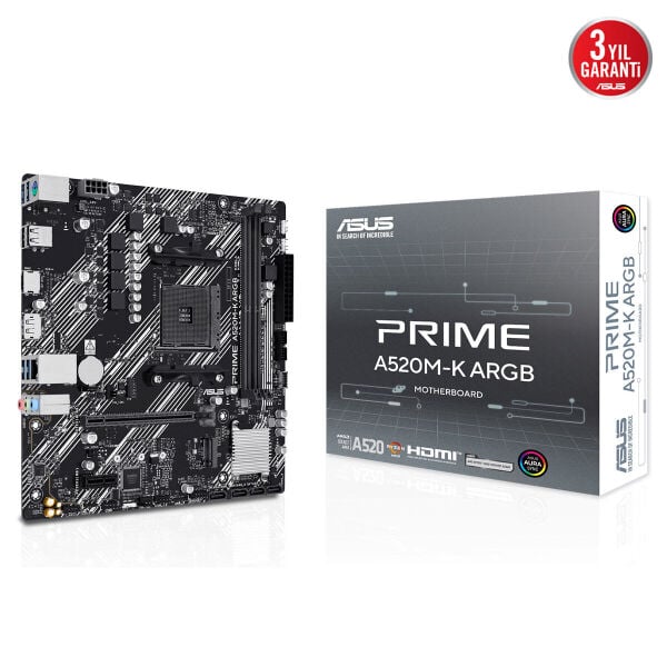 ASUS PRIME A520M-K ARGB 2xDDR4 HDMI+DP 1xM2 AM4 ANAKART