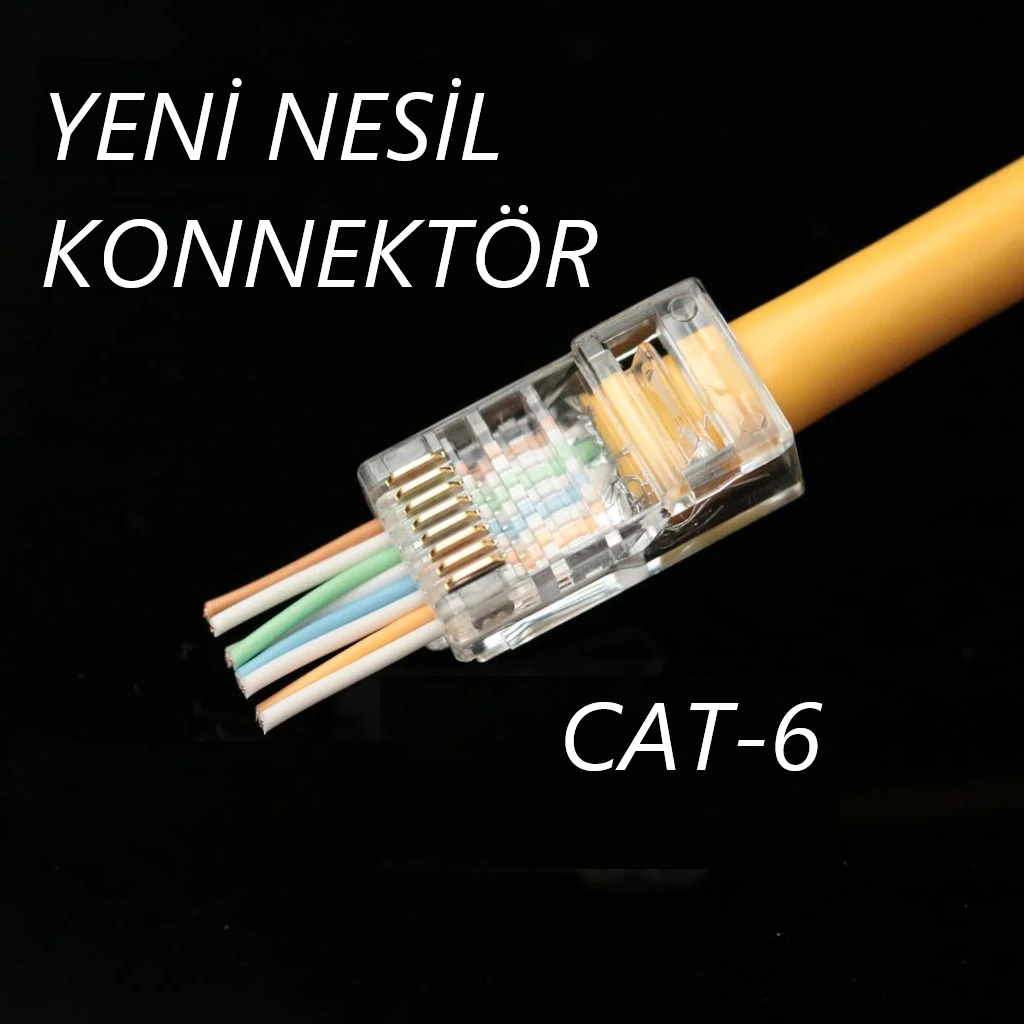RJ45 CAT6 YENİ NESİL JACK KONNEKTÖR PLASTİK 100 Adet
