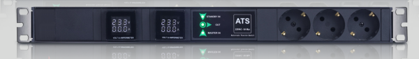 Dorax Metered PDU ATS 19'' 1x Çıkış, 1U, C19 Soketli Giriş Kablolu