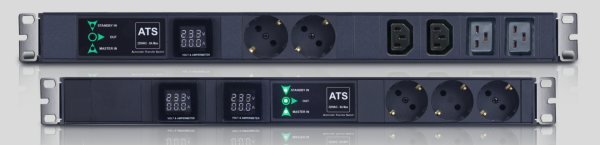 Dorax Metered PDU ATS 19'' 2x Giriş, 1U, C14 Soketli Giriş Kablolu