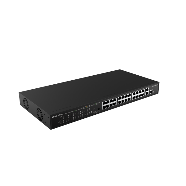 Reyee RG-ES126S-P 26 Portlu, 10/100 Fast Ethernet, Tak Çalıştır Switch, 1 Gigabit Uplink, 1 Gigabit Combo, 24 Port PoE+ (370W)
