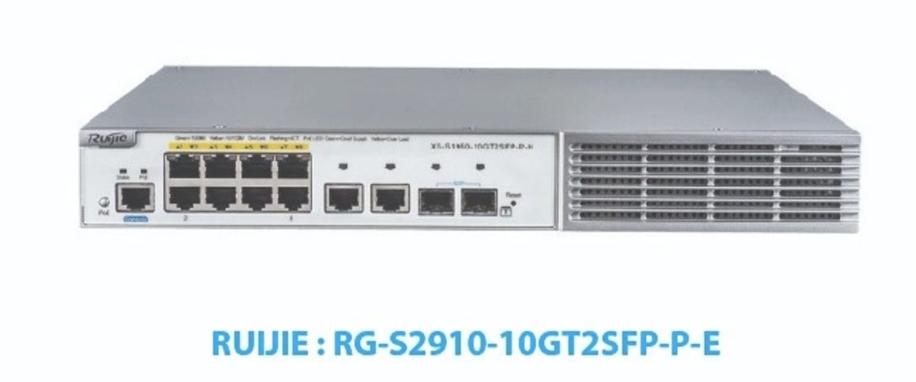 RUIJIE RG-S2910-10GT2SFP-P-E 10 PORT 10/100/1000 8 PORT POE+ 2 X SFP 124 WATT YONETILEBILIR RACK MOUNT SWITCH