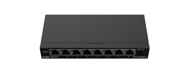 RUIJIE REYEE RG-ES208GC 8 PORT 10/100/1000 RUIJIE CLOUD YONETILEBİLİR DESKTOP SWITCH METAL KASA