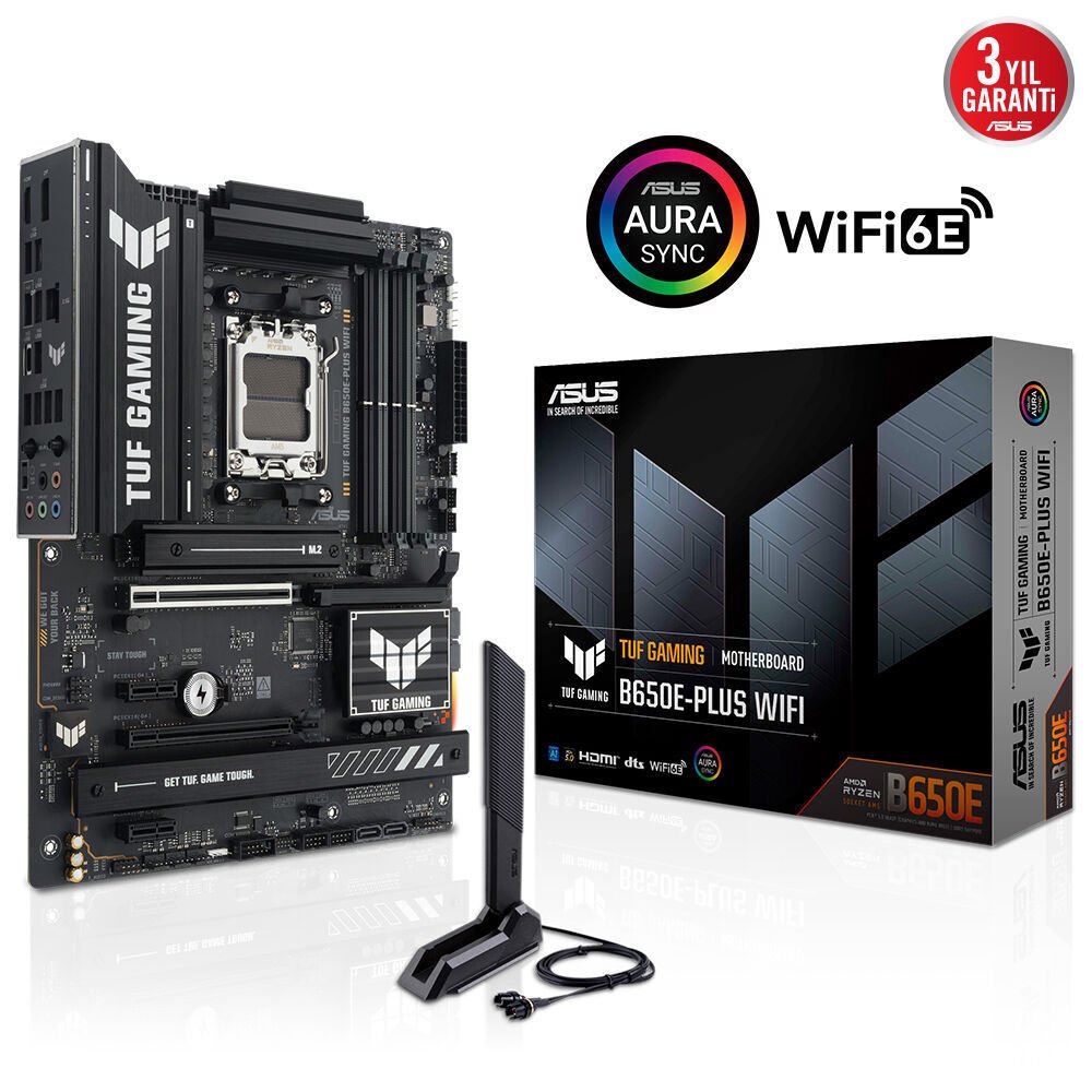 ASUS TUF GAMING B650E-PLUS WIFI 4xDDR5 HDMI+DP 3xM2 AM5 ANAKART