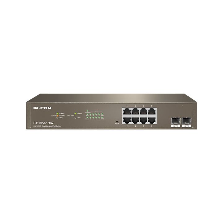 IP-COM IP-G3310P-8-150W 8 PORT 10/100/1000 8 PORT POE 2 X SFP 150 WATT YONETILEBILIR RACK MOUNT SWITCH