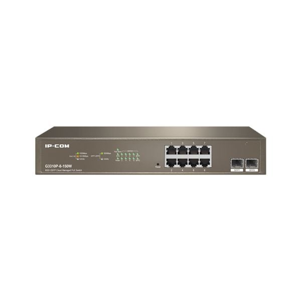 IP-COM IP-G3310P-8-150W 8 PORT 10/100/1000 8 PORT POE 2 X SFP 150 WATT YONETILEBILIR RACK MOUNT SWITCH