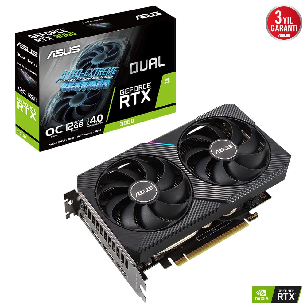 ASUS DUAL-RTX3060-O12G-V2 RTX3060 DUAL 12GB GDDR6 192Bit 3xDP/1xHDMI