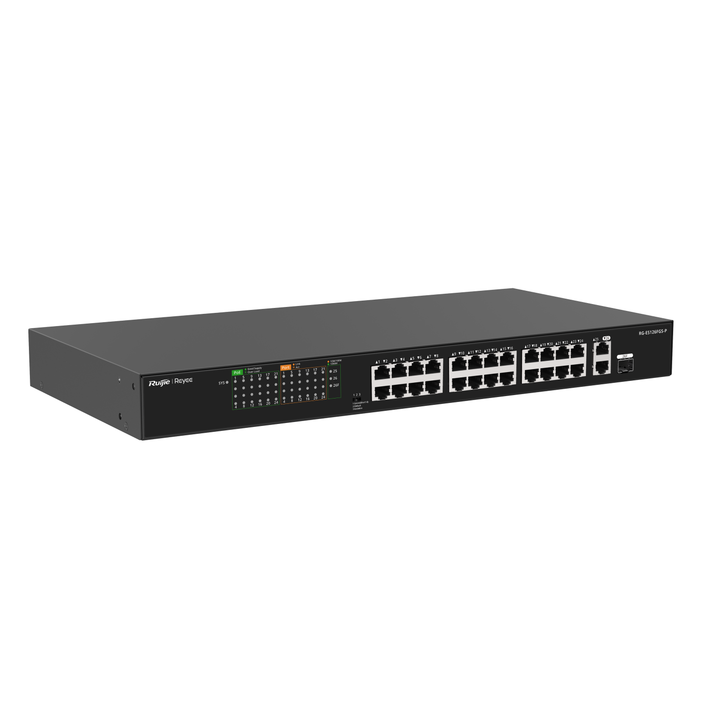 Ruijie Reyee RG-ES126FGS-P 24 Port PoE 2 Uplink + 1 SFP 370W Rackmount Switch
