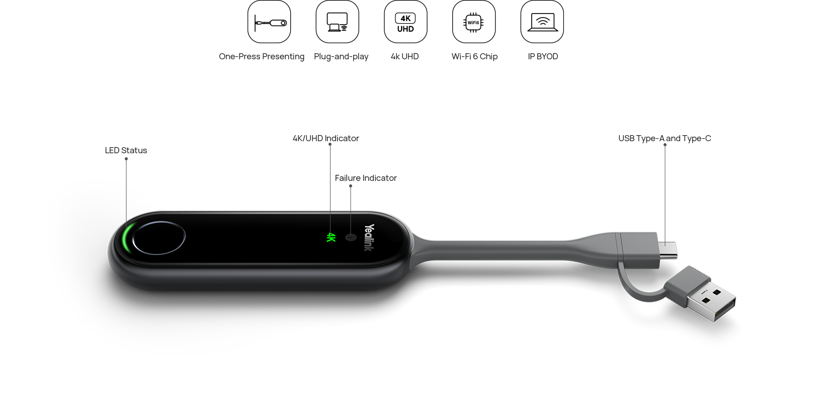YEALINK PA20 4K Kablosuz İçerik Paylaştırıcısı