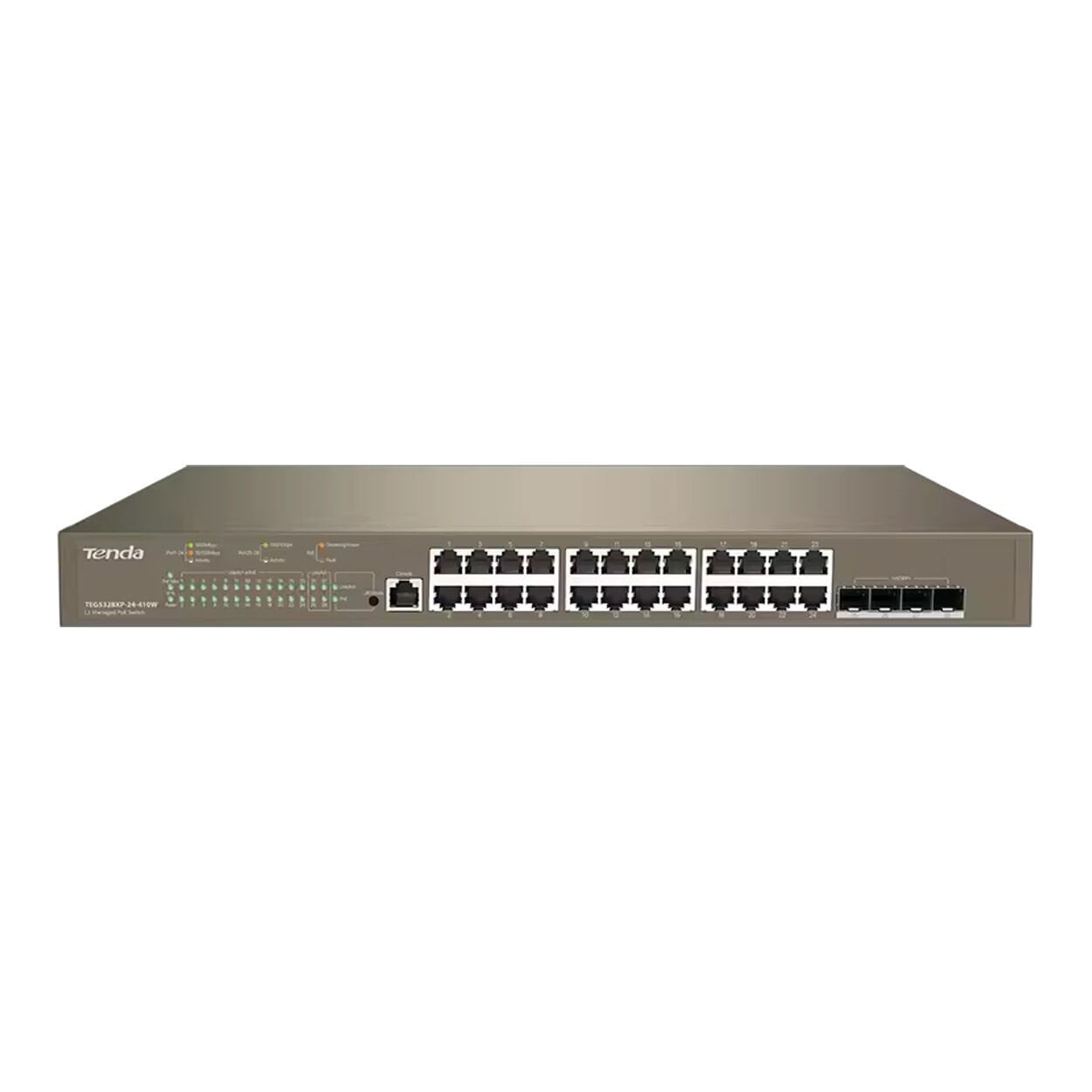 Tenda TEG5328XP-24-410W 24 Port PoE 4x SFP L3 Yönetilebilir Rack Switch