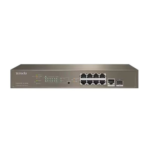 TENDA TEG5310P-8-150W 10 PORT 8 PORT POE+ 1X UPLINK + 1XSFP L3 YÖNETİLEBİLİR RACK MOUNT SWITCH 150W