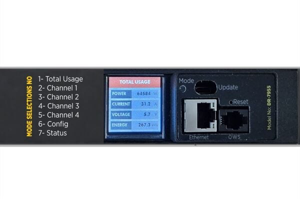 Dorax ZeroU 12 Schuko Soketli (4x3), 1x16A Sigortalı  2Mt 3x1,5 TTR Kablolu, 16A CEE Norm Fişli Dikey SMART PDU