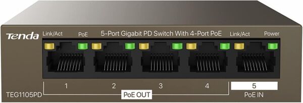 TENDA TEG1105PD 5 PORT 10/100/1000 4 PORT POE YONETILEMEZ RACK MOUNT SWITCH