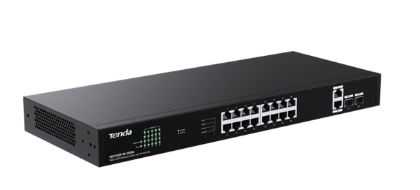 TENDA TEG1120P-16-250W 16 PORT 10/100/1000 POE 2 PORT UPLINK +2 SFP 250W YONETILEMEZ RACK MOUNT SWITCH
