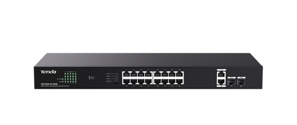 TENDA TEG1120P-16-250W 16 PORT 10/100/1000 POE 2 PORT UPLINK +2 SFP 250W YONETILEMEZ RACK MOUNT SWITCH