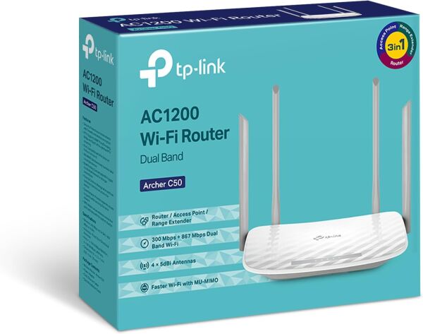 TP-LINK ARCHER C50 AC1200 4PORT GIGABIT 4 ANTEN 2.4GHz+5GHz ROUTER
