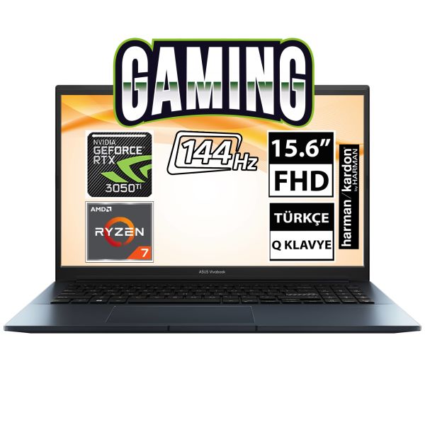ASUS VIVOBOOK PRO M6500RE-HN037 RYZEN 7 6800H 16GB 512GB SSD 4GB RTX3050Ti 15.6'' FHD 144HZ FREEDOS NOTEBOOK