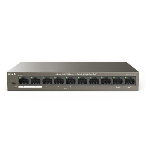 TENDA TEF1110P-8-63W 10 PORT 10/100 8 PORT POE 63WATT YONETILEMEZ DESKTOP SWITCH