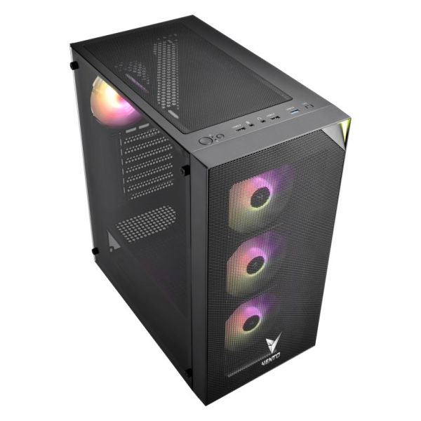 VENTO VG4200S 750W 4x12CM RGB FAN E-ATX MESHED PANEL 2xUSB2.0/1xUSB3.0 SİYAH GAMING KASA