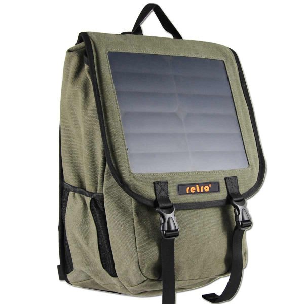 RETRO Solar Backpack 10 Watt 38L Yeşil Kanvas Sırt Çantası